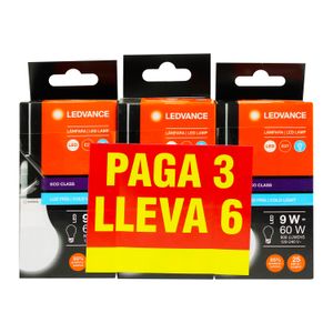 Foco LED de 9 W con luz fría, en set de 6 a precio de 3 unidades. - LEDVANCE