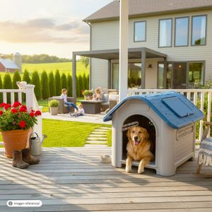 Casa P/Perro Con Techo Grande Azul - MAY'S