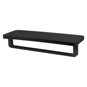 Repisa ancha negra rectangular con porta toalla inferior - WRT