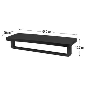 Repisa ancha negra rectangular con porta toalla inferior - WRT