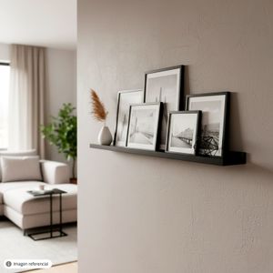Estante flotante NEGRO de 80 x 10 x 3,8 cm, con borde para mantener las cosas en su lugar. - KENNEDY