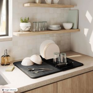 Escurridor de platos plástico con tapete negro. - UMBRA