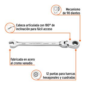 Llave mixta MILIMÉTRICA de 8 mm articulada de 180° con racha. - TRUPER EXPERT