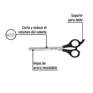 Tijera degrafilado de 6-1/2" para estilista, fabricado con hojas de acero inoxidable. - PRETUL