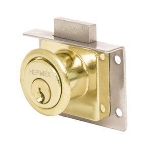 Cerradura para mueble modelo 24 de latón sólido con cerrojo de acción vertical. - HERMEX