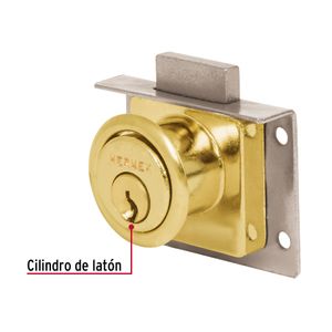 Cerradura para mueble modelo 24 de latón sólido con cerrojo de acción vertical. - HERMEX