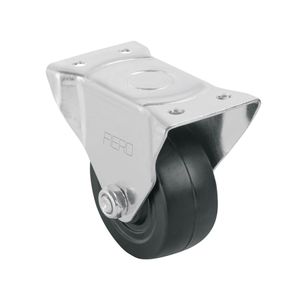 Garrucha de 3" con placa fija y rueda de caucho para cargas de hasta 50 kg. - FIERO