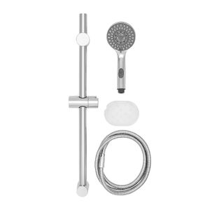 Ducha de mano de 10,5 cm con soporte, barra para riel, porta jabón y manguera. - FLORY