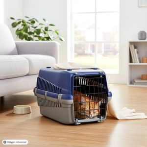 Transportador para mascotas en color azul con gris. - WRT