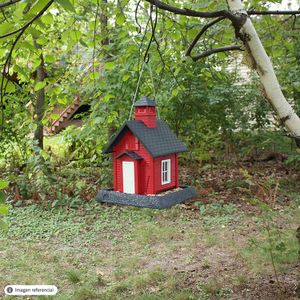 Dispensador de comida de pájaros, con forma de casa roja. - NORTH STATES
