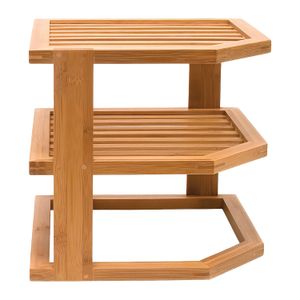Organizador esquinero pequeño de bambú para cocina. - KOLE IMPORTS