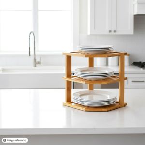 Organizador esquinero pequeño de bambú para cocina. - KOLE IMPORTS