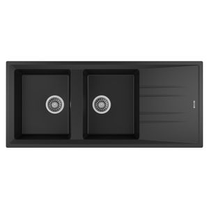 Fregadero STONE 80 B-TG 2C reversible de Tegranite+ CARBON de 2 cubetas de 1160 x 510 mm. - TEKA