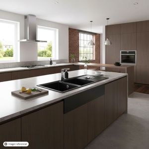 Fregadero STONE 80 B-TG 2C reversible de Tegranite+ CARBON de 2 cubetas de 1160 x 510 mm. - TEKA