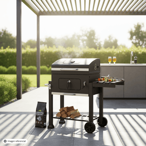Parrilla BBQ a carbón de 70.5 x 53.5 x 33 cm con destapador de botellas y mesa lateral. - WRT