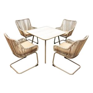 Juego de patio con 1 mesa + 4 sillas DECO cuadrado para terraza, jardín, patio y más. - K HOME