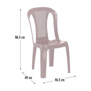 Silla plástica "Milán" color taupe, sin brazos, con diseño trenzado. - PLAPASA