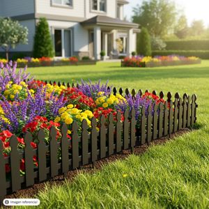 Cerca de jardín plástica con textura madera en color gris de 50 x 30 cm. - PRO GARDEN