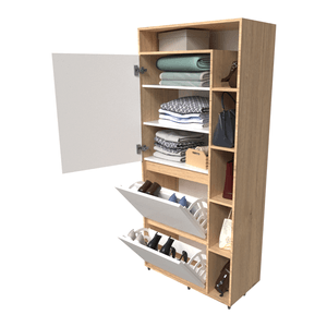 Organizador de zapatos ARTEMISA AMARANTO de 180 x 80 x 40 cm con repisas abiertas y abatibles. - MUEBLE FACIL
