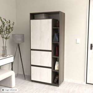 Organizador de zapatos NOGAL / ALASKA de 180 x 80 x 40 cm con repisas abiertas y abatibles. - MUEBLE FACIL
