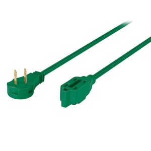 Extensión eléctrica 2x16 AWG Verde de 6 m de PVC antiflama polarizada con clavija plana. - VOLTECK