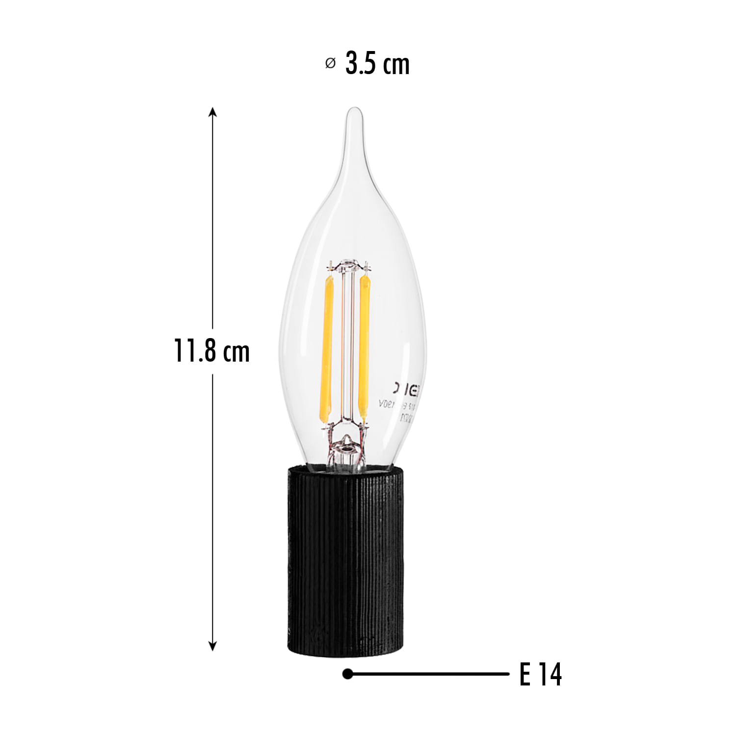 Foco LED pequeño de filamento atenuable de 4 W y diseño tipo vela ...
