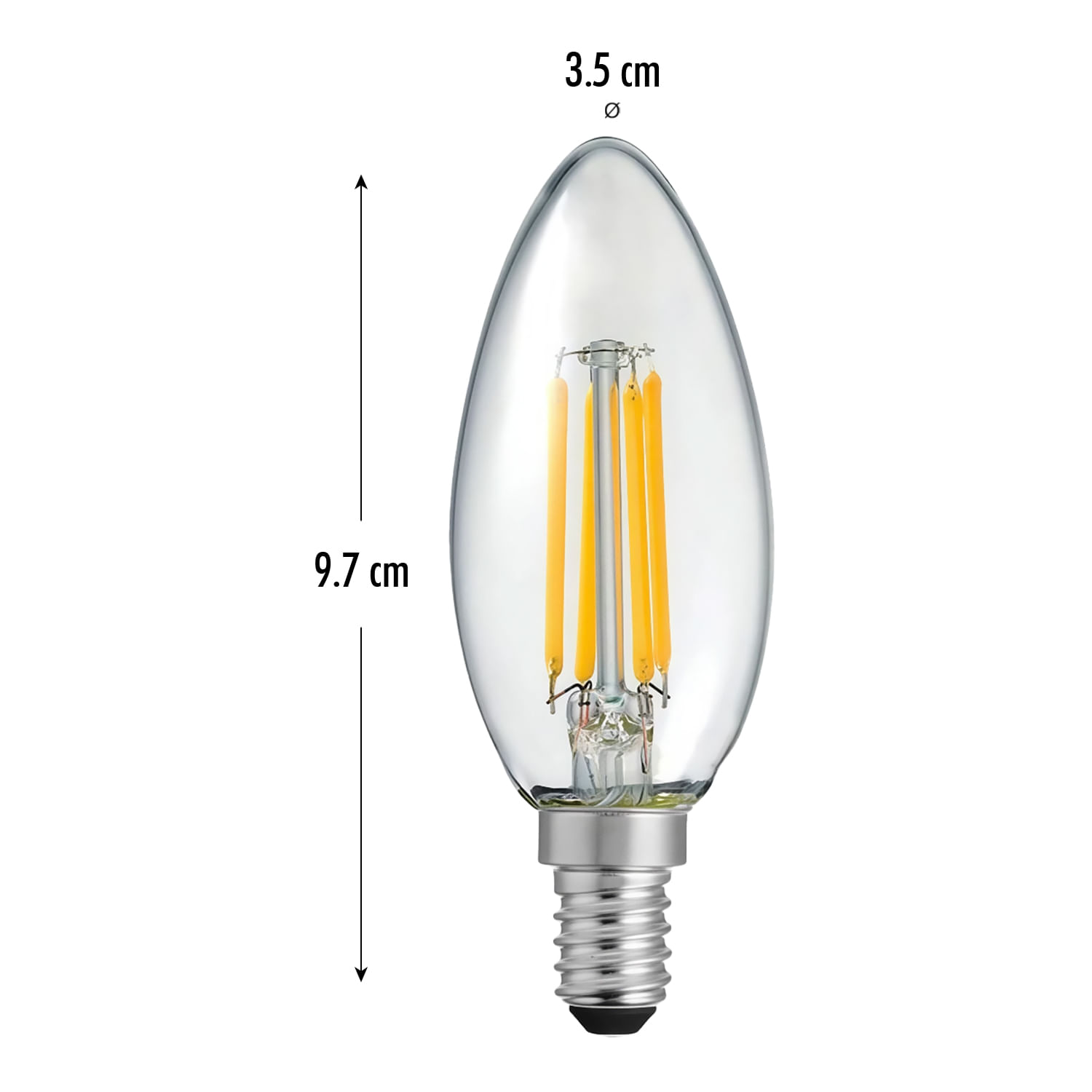 Foco LED pequeño de filamento atenuable de 4 W y diseño tipo torpedo ...
