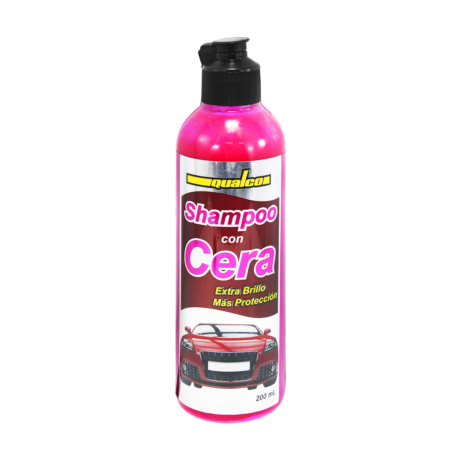 Shampoo con cera para carro, de 200 ml, color rosado. - QUALCO - Kywi