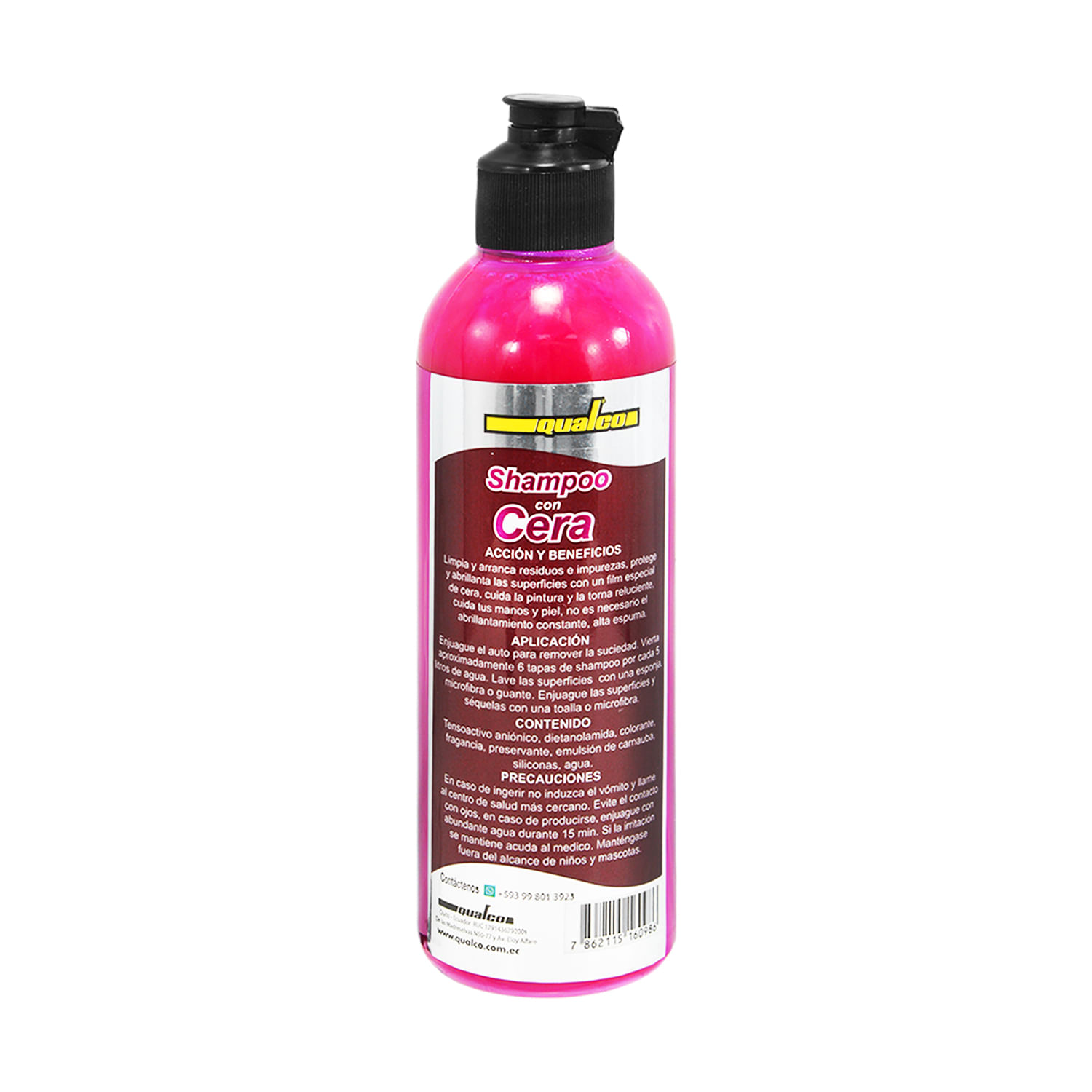 Shampoo con cera para carro, de 200 ml, color rosado. - QUALCO - Kywi