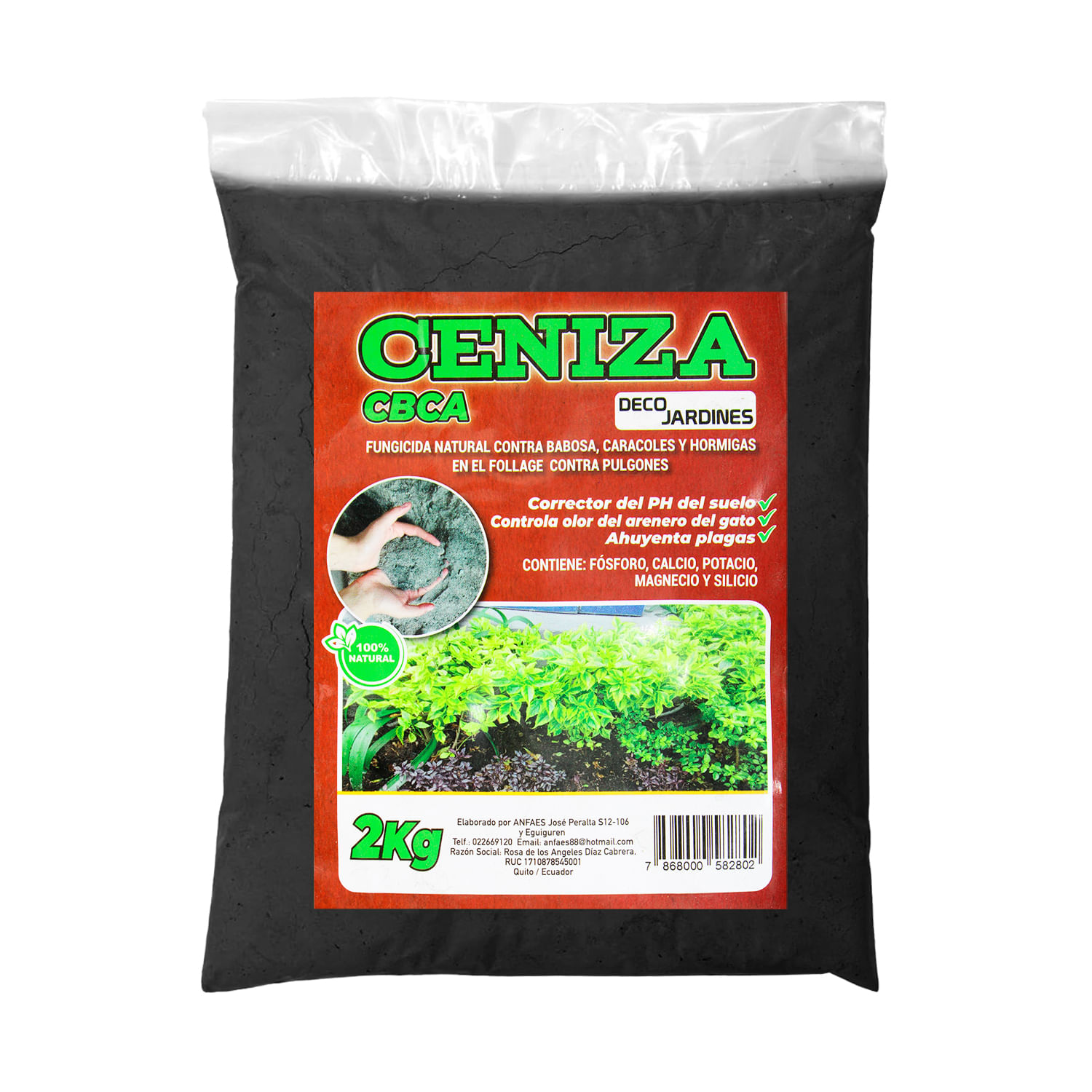 Ceniza de madera NATURAL color negro para huertos y jardines, de 2 kg ...